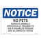 Signmission OSHA Notice, Sign, 5" Height, No Pets Service Animals Allowed, 7" X 5", Landscape OS-NS-D-57-L-16170 - alternate 1